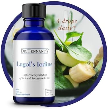 Dr. Tennant's Liquid Iodine Drops 2 Fl Oz | Lugol's Solution with Potassium Iodide | Helps Thyroid Function, Hormonal Balance, and Immune Health