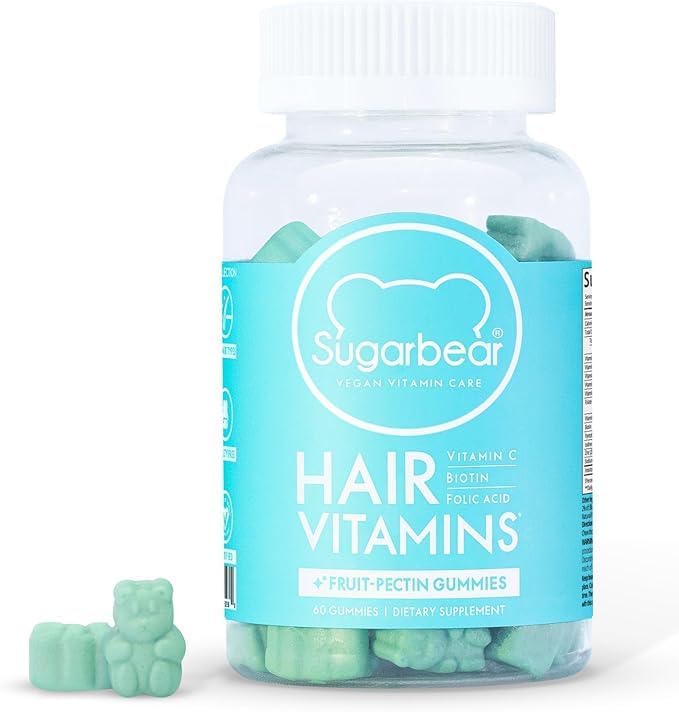 Sugarbear Hair Vitamin Gummy 2 Month Supply Extra Strength Biotin 6000mcg, Growth for Men & Women, Vegan Vitamin B12, MSM, Inositol, Omega 3, Elderberry, Certified Kosher, Halal, Cruelty-Free