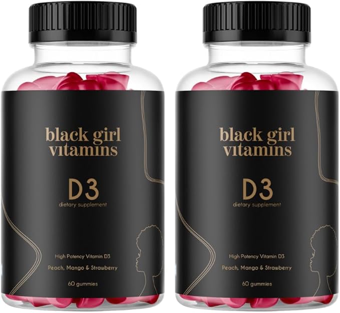 Black Girl Vitamins - Vitamin D3 Gummies, for Immune, Energy, and Bone Support, 2000IU (50mcg) Vitamin D per Serving, Gluten-Free Vitamin D Gummies