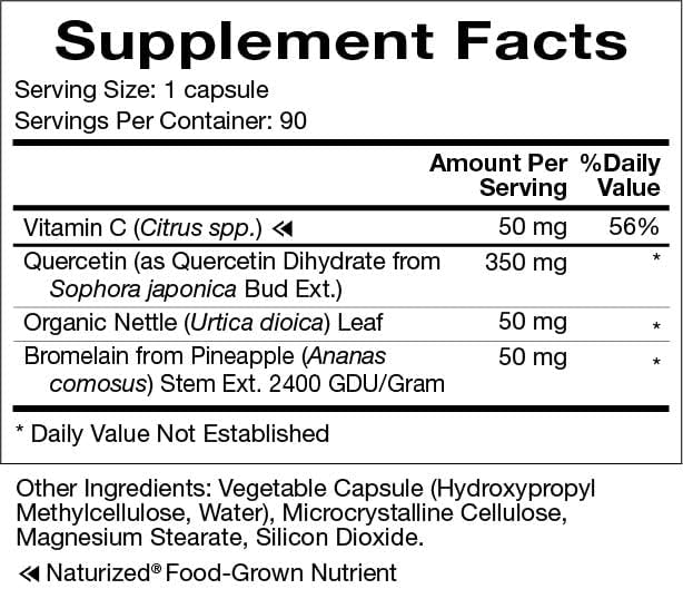 Natura Health Products Quercetin Plus Supplement - Modulates Healthy Immune and histamine Response - Featuring Bromelain, Vitamin C, Nettle Leaf & Quercetin (90 Capsules)