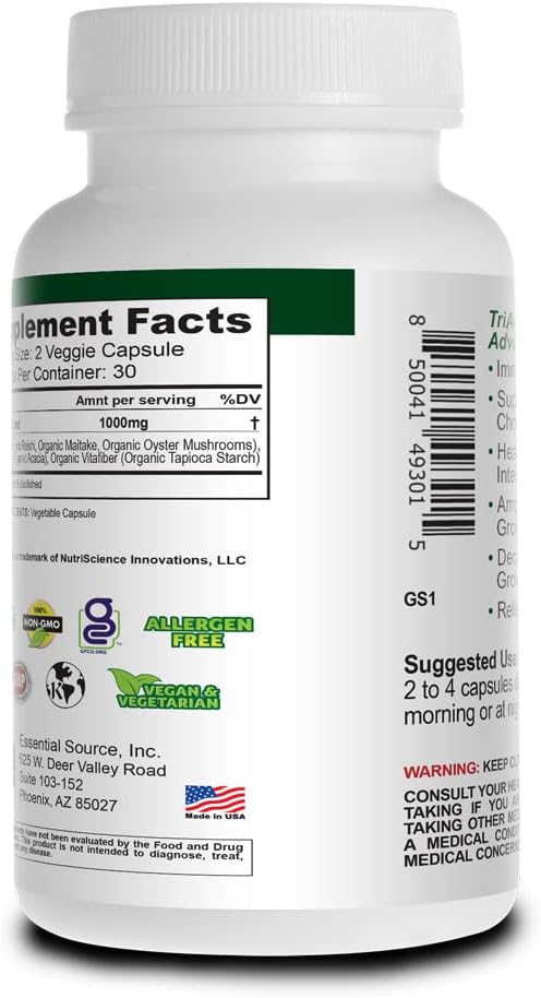 Prebiotic Capsules for Women & Men – Organic Prebiotics Supplement with Acacia Fiber, VitaFiber, Tricelium Mushroom Blend – Prebiotic Fiber Supplement for Gut Health, Digestion & Microbiome Support