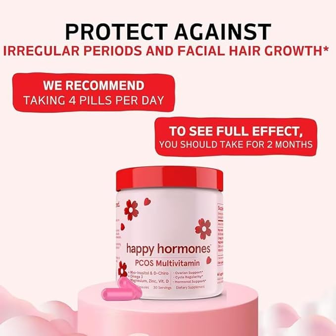 Happy Hormones PCOS Multivitamin Prebiotic Probiotic Blend Vaginal Health 120cap - Made in USA