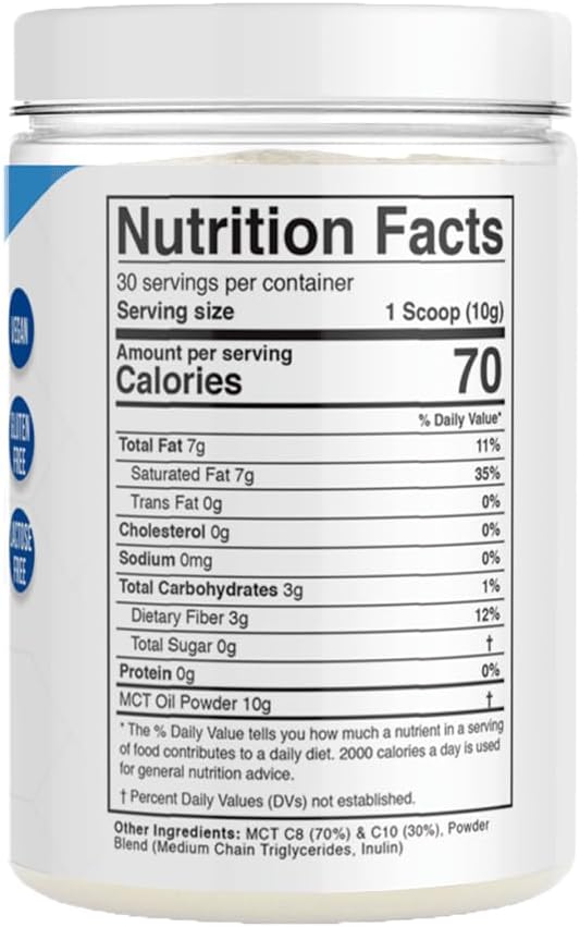 Dr. Colbert's Keto Zone MCT Oil Powder | Unflavored | 70% C8 | 30% C10 | 0 Net Carbs | Gluten Free | 30 Day Supply | 300g |