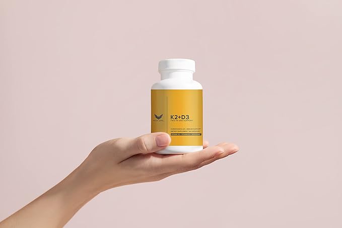 High Level K2D3, Vitamin K2 & D3 Supplement with BioPerine Black Pepper, Dual Action Complex for Heart, Bone, Immune Support, 5000 IU D3, 100 mcg K2, Vegetarian, 60 Veggie Capsules