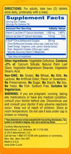 Ester-C Vitamin C, 500mg Tablets, 60-Count Bottles (Pack of 2)