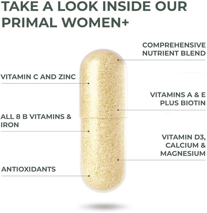 Primal Harvest Multivitamin for Women Vitamin A, Vitamin C, Vitamin D and E, Vitamin B12, B6, Biotin, Zinc Supplements, 60 Capsules (Womens 2 Pack)
