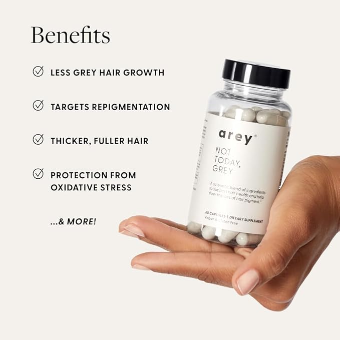 Not Today, Grey Daily Hair Supplement | Slows Grey Hair Growth & Repigment | Promotes Healthier, Thicker Hair | Biotin, B +D Vitamins & Proprietary Complex | Vegan & Gluten Free (1 Month Supply)