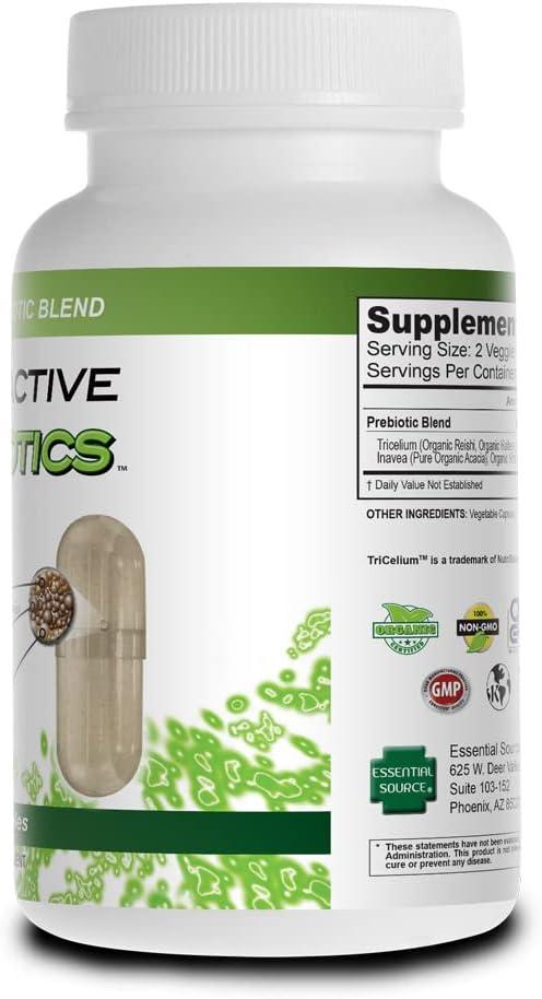 Prebiotic Capsules for Women & Men – Organic Prebiotics Supplement with Acacia Fiber, VitaFiber, Tricelium Mushroom Blend – Prebiotic Fiber Supplement for Gut Health, Digestion & Microbiome Support