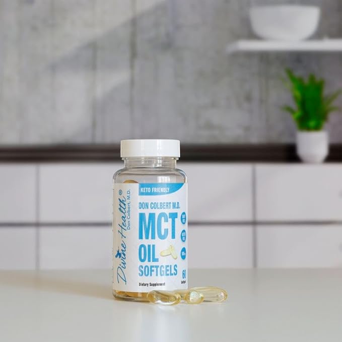 Divine Health Dr.Colbert's Keto Zone® All Natural MCT Oil Softgels 1000mg from Organic Coconuts - 60 Softgels - Ketogenic Approved