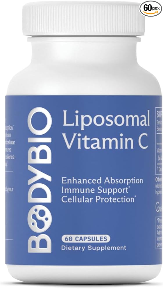 BodyBio Liposomal Vitamin C - Powerful Antioxidant for Immune Support and Cellular Health, Pure Ascorbic Acid with Maximum Absorption