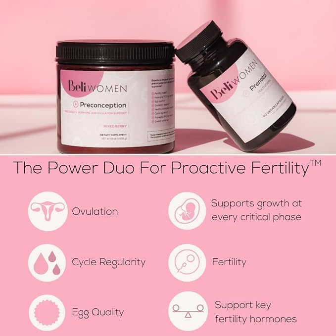 Beli Women Prenatal Multivitamin, for All Stages of Pregnancy, 400mg Choline, Folate, Vitamin D. Supports Egg Quality and Fertility, Gluten & Allergen Free, 90 Vegan Capsules (30-Day Supply)