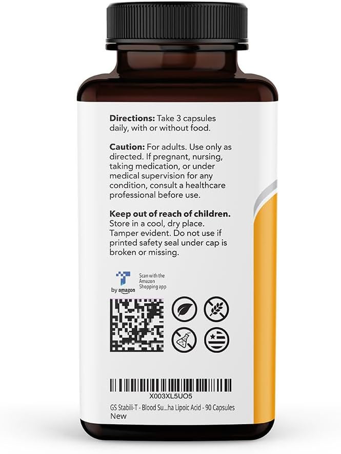 LifeSeasons GS Stabili-T - Blood Sugar Support Supplement - Healthy Circulation & Vision - Maintain Normal Levels - Chromium Cinnamon Gymnema Bilberry & Alpha Lipoic Acid - 90 Capsules