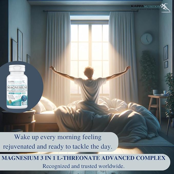 Kappa Nutrition Magbrain™ Magnesium L-Threonate Plant-Based, 420mg Elemental Magnesium (3 Capsules) from 2,253mg, 150 Vegan Capsules, Brain, Sleep & Muscle Support.