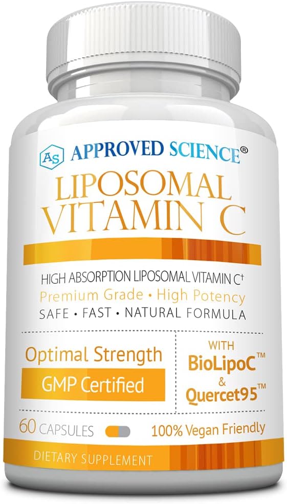 Approved Science Liposomal Vitamin C - 1100 mg - 60 Capsules - Immune Support, Boost Collagen, Antioxidant - High Absorption - Fat Soluble - Non GMO - Vegan - Made in The USA