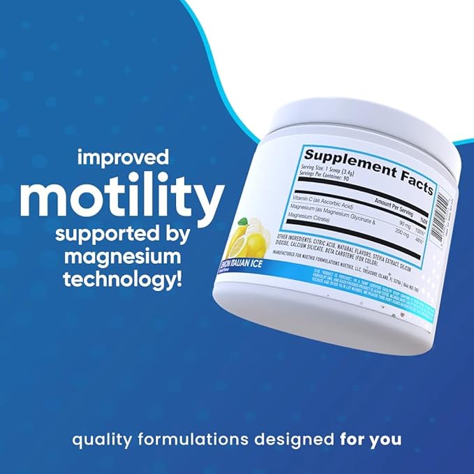 NuEthix Formulations Prosorb+ Magnesium Dietary Supplement, 200mg Magnesium Blend to Support Physical & Mental Wellness, Vitamin C, Dairy-Free, Gluten Free, & Non-GMO, Lemon Italian Ice, 90 Servings