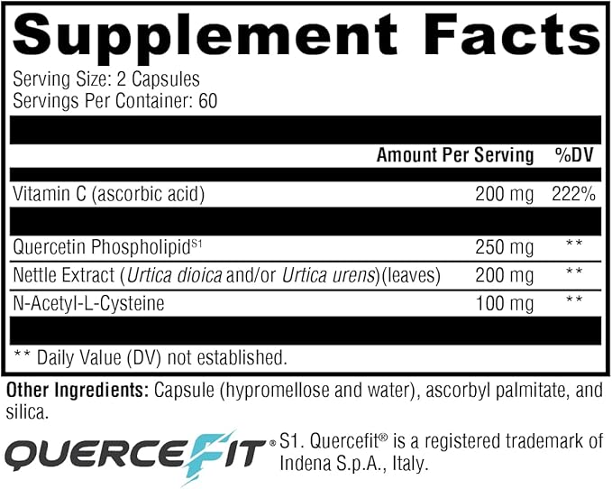 XYMOGEN Quercetin 20× Plus - Quercetin Supplements - Complex with Vitamin C, N-Acetyl-L-Cysteine & Nettles - Formulated for Respiratory Support - Vegan & Gluten-Free (120 Capsules)