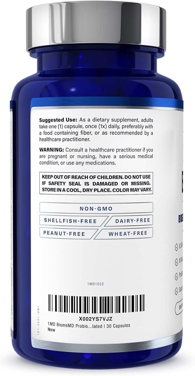 1MD Nutrition BiomeMD Probiotics for Women - 62 Billion CFUs, 16 Strains with Prebiotics | Supports Vaginal & Urinary Health - Doctor-Formulated | 30 Capsules (2-Pack)