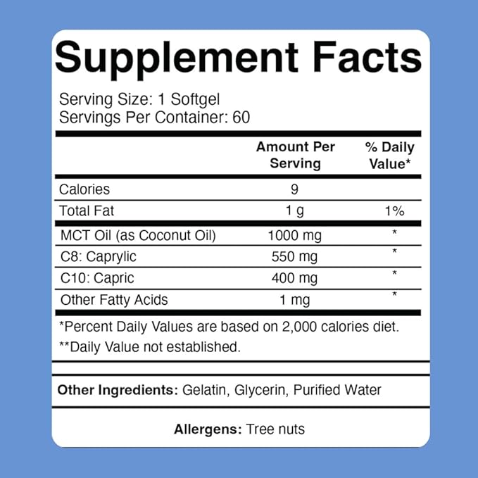 Divine Health Dr.Colbert's Keto Zone® All Natural MCT Oil Softgels 1000mg from Organic Coconuts - 60 Softgels - Ketogenic Approved