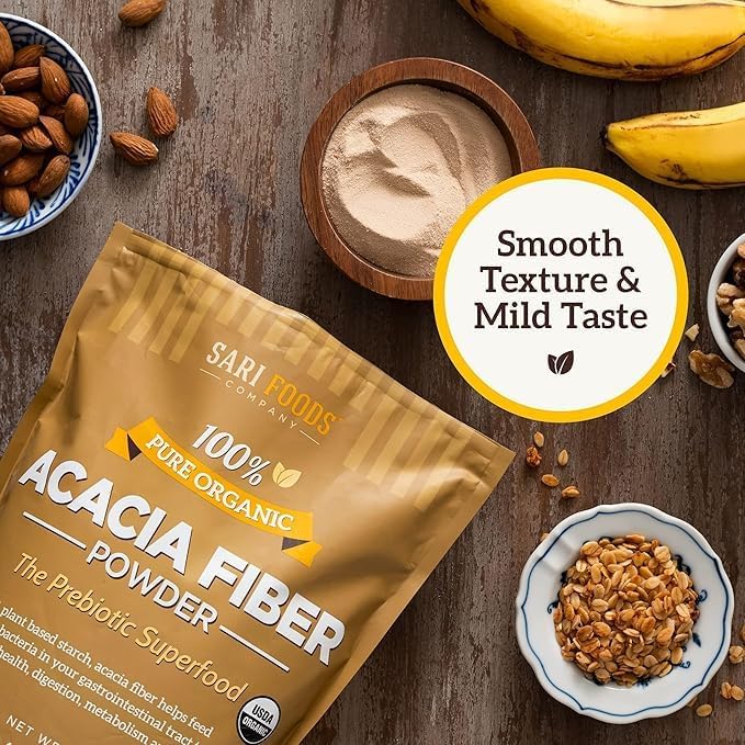 Sari Foods Organic Acacia Fiber Powder (30 Ounce): Natural, Whole Food, Plant Based Prebiotic Superfood for Gut Health