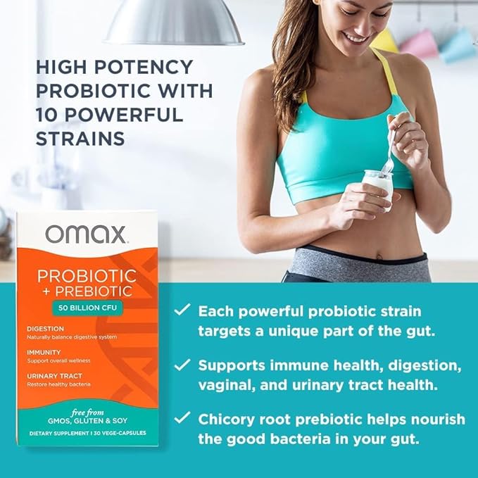Omax3 Boxes Vegan Probiotic + Prebiotic Supplement Pills, 50 Billion CFU, 10 Clinically Studied Strains, Dairy-Free, Non-GMO, Blister Packed (90 Vege-Capsules)