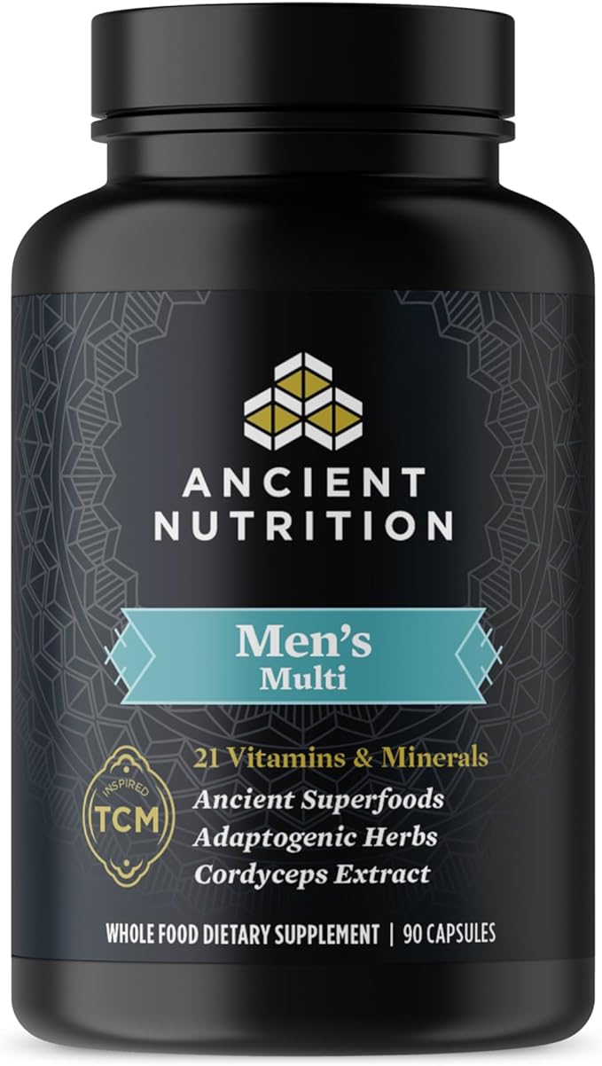 Ancient Nutrition Multivitamin for Men, Multi Men's, Vitamin D, C, E, B12, Zinc, Magnesium, Supports Healthy Immune System and Bone Health, 90 Ct