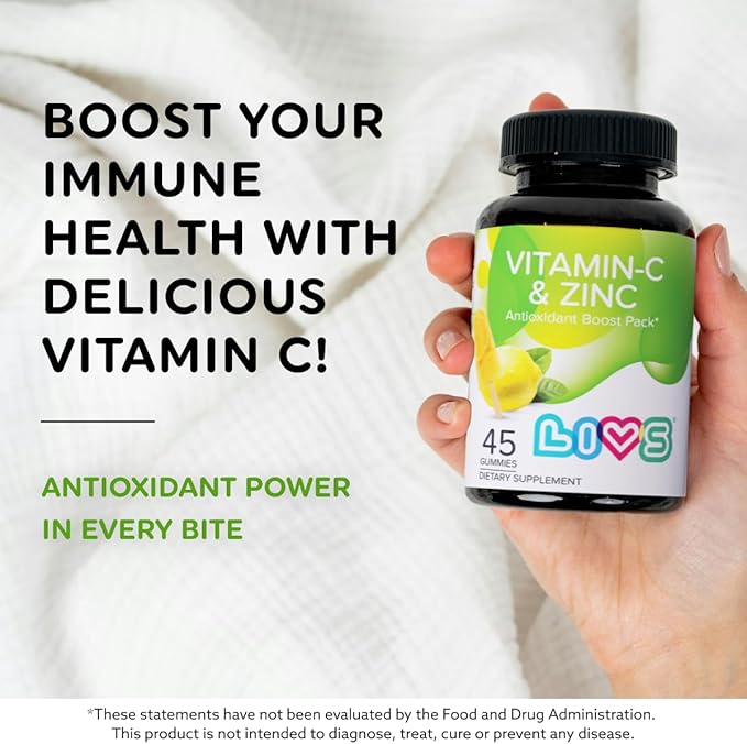Vitamin C & Zinc Gummies for Adults & Children – 125mg Vitamin C & 20mg Zinc Per Dose | Vegan Gummy Vitamin for Skin Health, Blood Pressure & Metabolism | Gluten Free Kosher Supplements – 90 Ct