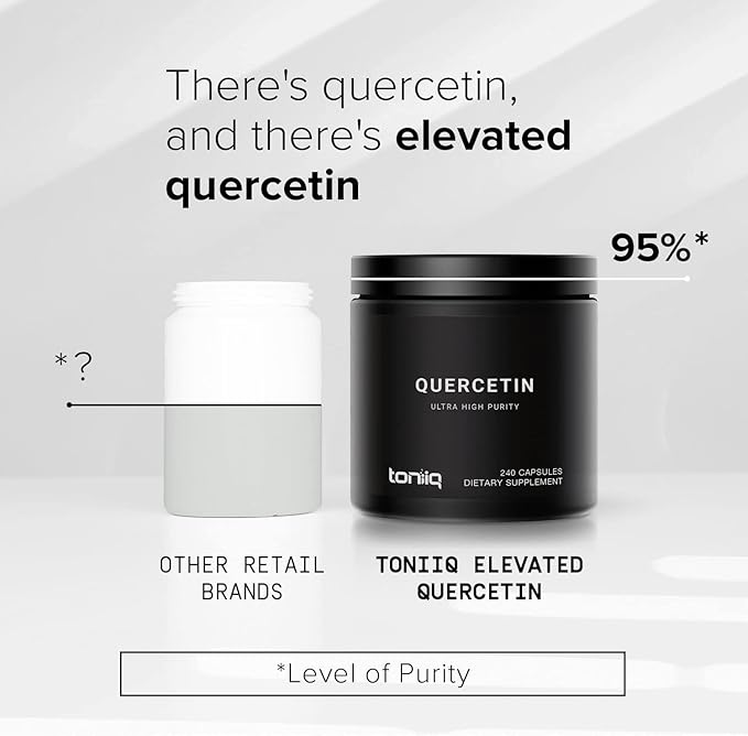 Toniiq Ultra High Purity Quercetin Capsules - 95%+ Highly Purified and Bioavailable - 1000mg Per Serving - 240 Capsules Quercetin Supplement