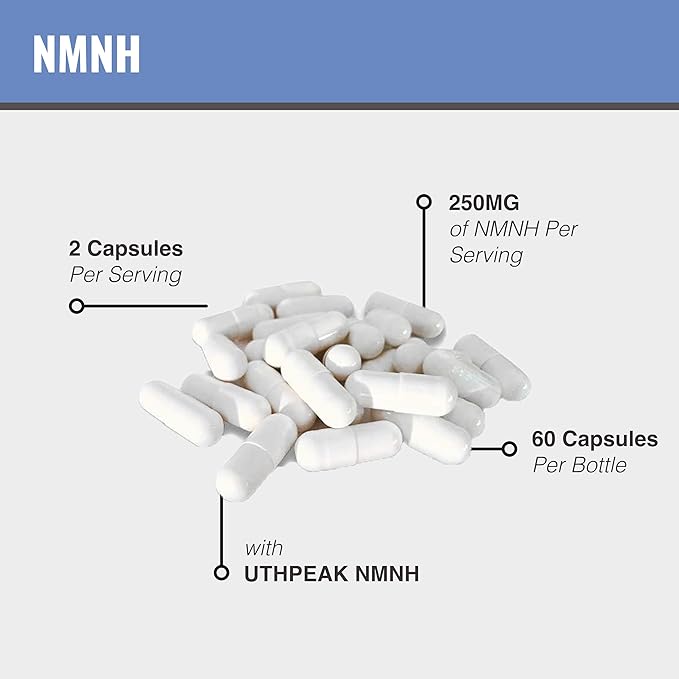 MAAC10 NMNH (NMN Supplement Alternative) 250mg Serving | Uthpeak™ NMNH (Dihydronicotinamide Mononucleotide) for Better Stability | 30-Day Supply.