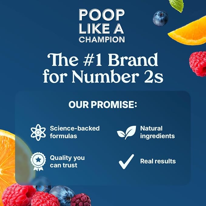 Poop Like a Champion Fiber Gummies – 5g Fiber per Serving, Non-GMO, Vegan, Digestive Support, 60 Pieces per Bottle