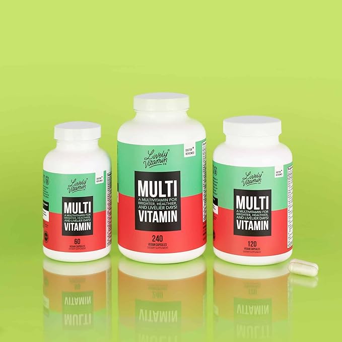 LIVELY VITAMIN CO. Multivitamin - 37 Vitamins Minerals and Extracts - Energy - Memory - Immune Function - Heart- Brain - Focus - Mood - Antioxidants - Dairy Gluten Soy Free - 240 Vegetarian Capsules