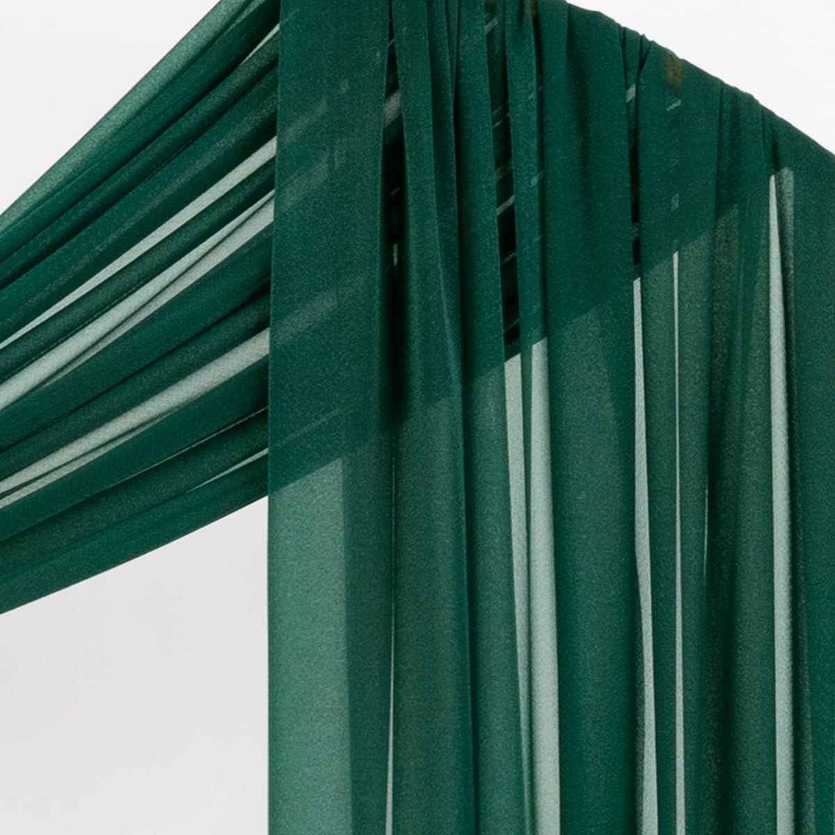 Socomi Wedding Arch Draping Fabric 29" x 20Ft 4 Panels Emerald Green Sheer Outdoor Curtain Drapes Extra Long for Bridal Baby Shower Ceremony Birthday Party Decor