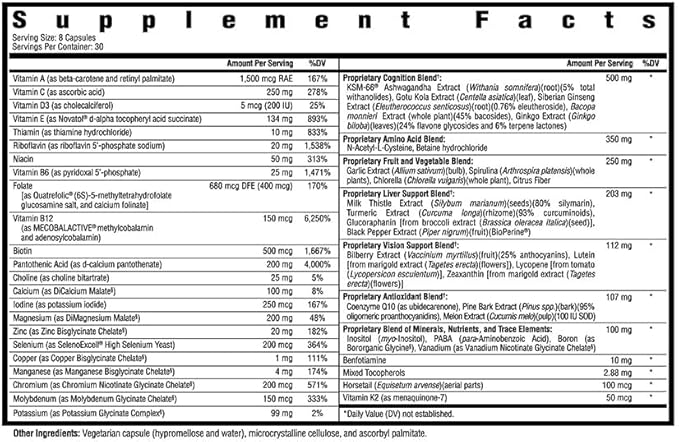 Seeking Health Optimal Multivitamin Plus, Active B Vitamins and L-5-MTHF, Riboflavin, B6, Bioavailable Folate and B12, CoQ10, Methylation Support, Vegetarian (240 Capsules)