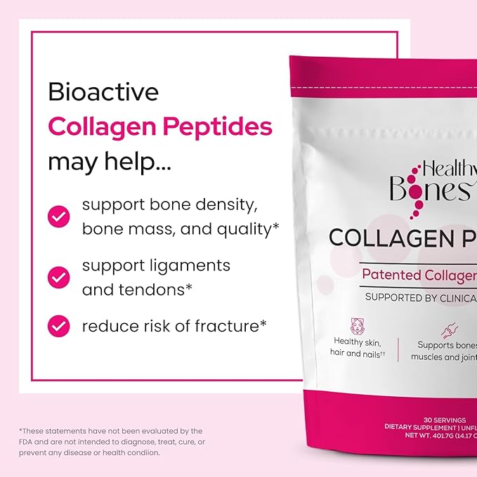 FORTIBONE Premium Bone Health Collagen Peptides w/FORTIGEL, VERISOL, TENDOFORTE | Clinically-Supported for Bones Joints Skin Hair Nails | Hydrolyzed Collagen Complete Anti-Aging Formula | 6 Pack