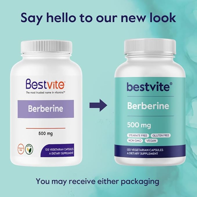 Berberine 500mg Per Capsule (120 Vegetarian Capsules) - No Fillers - No Stearates - No Flow Agents - Vegan - Gluten Free - Non GMO
