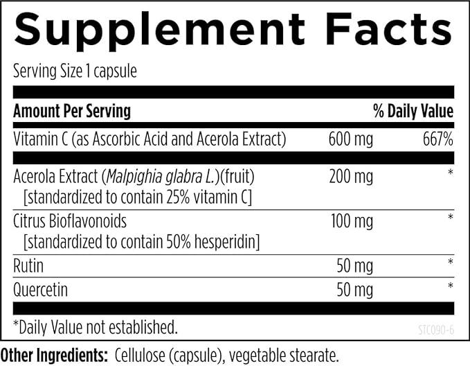 Designs for Health Stellar Vitamin C + Quercetin Supplements - Citrus Bioflavonoids + Quercetin with Vitamin C and Zinc for Enhanced Immune Support and Optimal Absorption (90 Capsules)