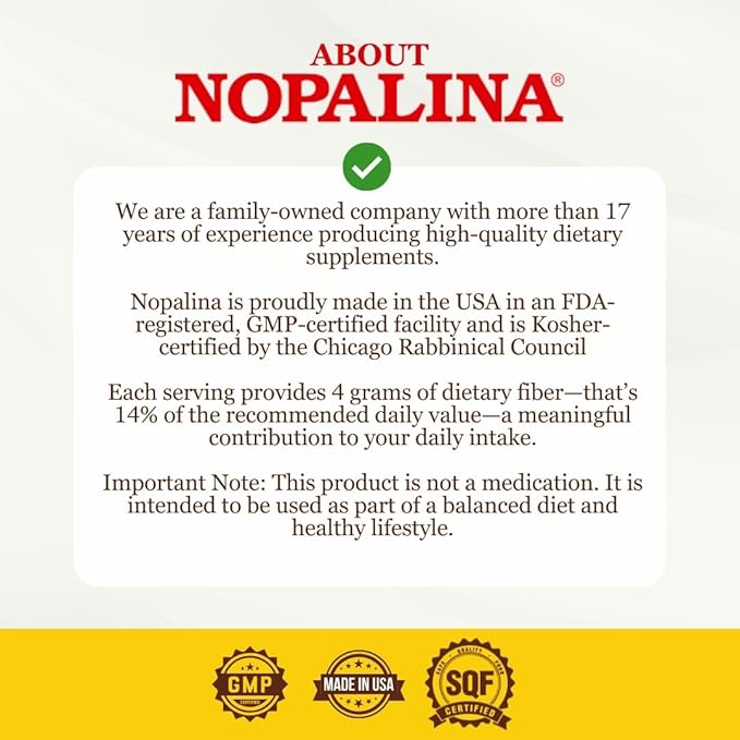 Nopalina Fiber Formula | 120 Capsules | Flax Seed, Psyllium, Oat and Wheat Bran, Omega 3, 6 & 9 | Gut Health & Regularity | The Original