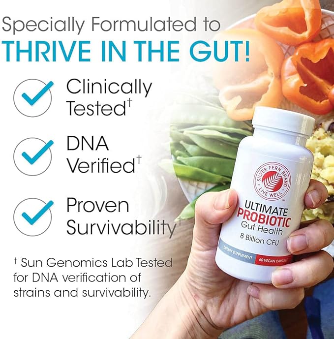 Silver Fern Brand Ultimate Probiotic 4-Pack β Probiotics for Women & Men β 8 Billion CFU Spore-Forming Gut Health Supplement β DNA Verified, Probiotic, Shelf-Stable, High Survivability β 240 Capsules