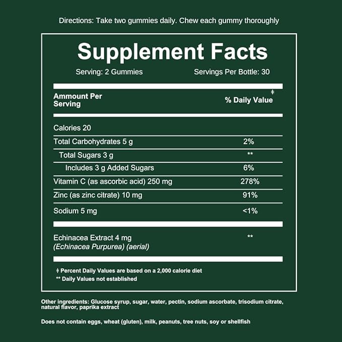 WEEM Immune Support Gummies - Vitamin C - Zinc - Echinacea - Health System Support - Alternative to Pills, Gluten-Free, Natural Supplement for Kids and Adults - 3 Pack