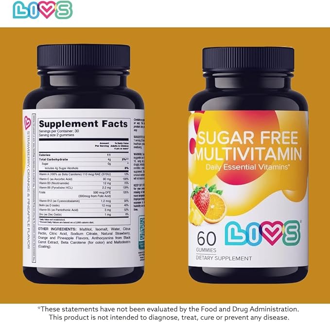Sugar Free Multivitamin Gummies for Adults & Kids – Vegan Gummy Vitamin with A, C, D, B-Complex (B3, B5, B6, B12), Biotin & Zinc | Multivitamin Supplements for Overall Wellness & Support - 120 Ct