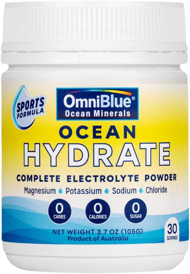 OceanHydrate Sports-Complete Electrolyte Powder |1500mg Chloride Electrolytes, 440mg Sodium, 375mg Potassium, 194mg Magnesium | Zero Calories, Zero Sugar | Keto and Paleo Supportive | 3.7oz
