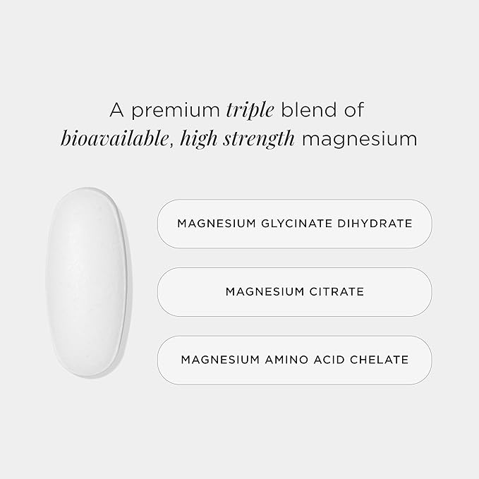 JSHealth Vitamins Advanced Magnesium Supplements with Magnesium Glycinate & Citrate for Muscle Relaxation (60 Tablets)