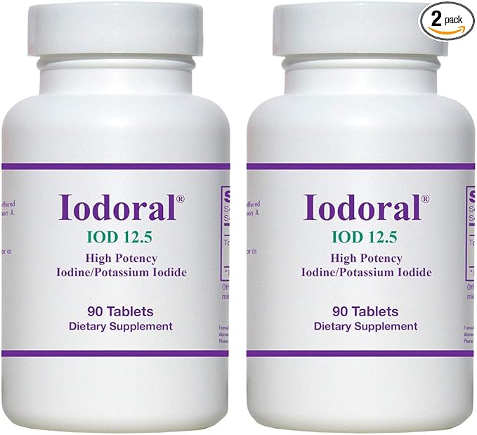 Iodoral 12.5 mg Supplement - Iodine Supplements for Thyroid Support, Potassium Iodide Tablets, Lugol Solution, Daily Vitamins and Minerals, High Potency Iodine Tablets - 90 Count (Pack of 2)