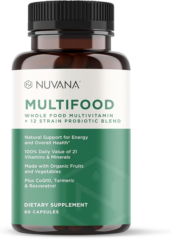 Multifood Whole Food Multivitamin for Men & Women | 21 Organic Fruits & Vegtables | Boosts Energy, Supports Gut & Immune Health | Prebiotics & Probiotics | 60 Capsules