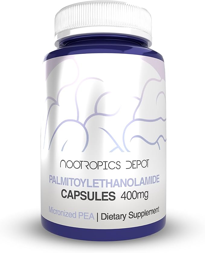 Nootropics Depot Palmitoylethanolamide Capsules | Pea | 400mg Pills | 180 Count | Provides Discomfort Support | Promotes Healthy Joint Function