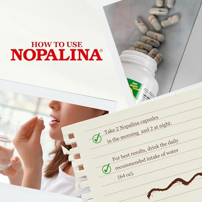 Nopalina Fiber Formula | 120 Capsules | Flax Seed, Psyllium, Oat and Wheat Bran, Omega 3, 6 & 9 | Gut Health & Regularity | The Original