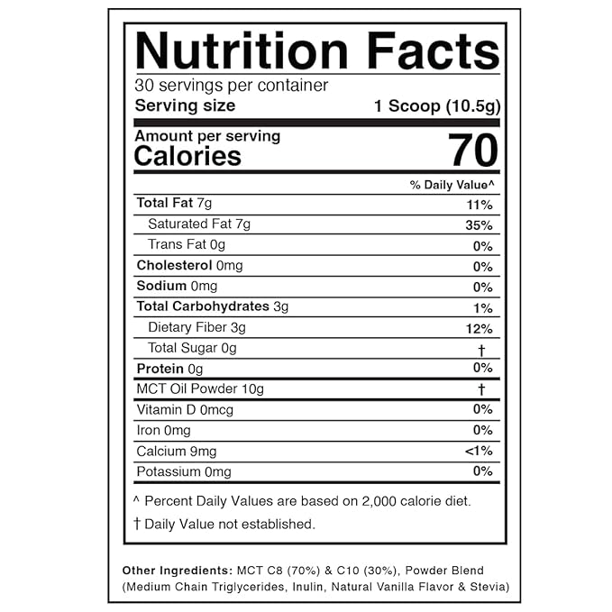 Dr. Colbert MD MCT Oil Powder | French Vanilla Flavor | by Divine Health | Recommended in The Keto Zone Diet book | 70% C8 | 30% C10 | 0 Net Carbs | Alternative to Coffee Creamer | 315g