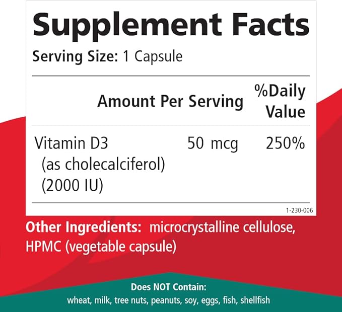 PURE ESSENCE LABS Vitamin D 2000 IU - Best Immune Support for Adults - Organic & Natural Vitamins - Immunity Booster & Dietary Supplements (30 Capsules)