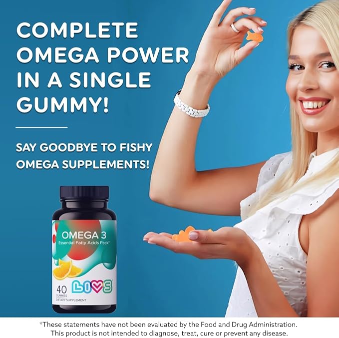 Omega 3 Gummies for Adults with Flaxseed Oil (Omega 3, 6, 9) – Heart Health, Brain Function, Joint & Eye Support for Women & Men | Vegan, Non GMO, Gluten Free Gummy Vitamins | Orange Flavor- 40ct