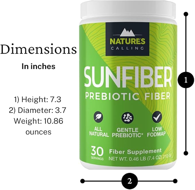 NATURE'S CALLING All-Natural Fiber Supplement | Gentle | Non-GMO | Low-FODMAP | Sunfiber | Prebiotic, 30 Servings (7.4 oz)