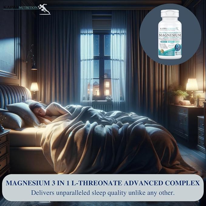 Kappa Nutrition Magbrain™ Magnesium L-Threonate Plant-Based, 420mg Elemental Magnesium (3 Capsules) from 2,253mg, 150 Vegan Capsules, Brain, Sleep & Muscle Support.